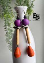 Load image into Gallery viewer, “Grape Forest” Mixed Organic Dangle Earrings
