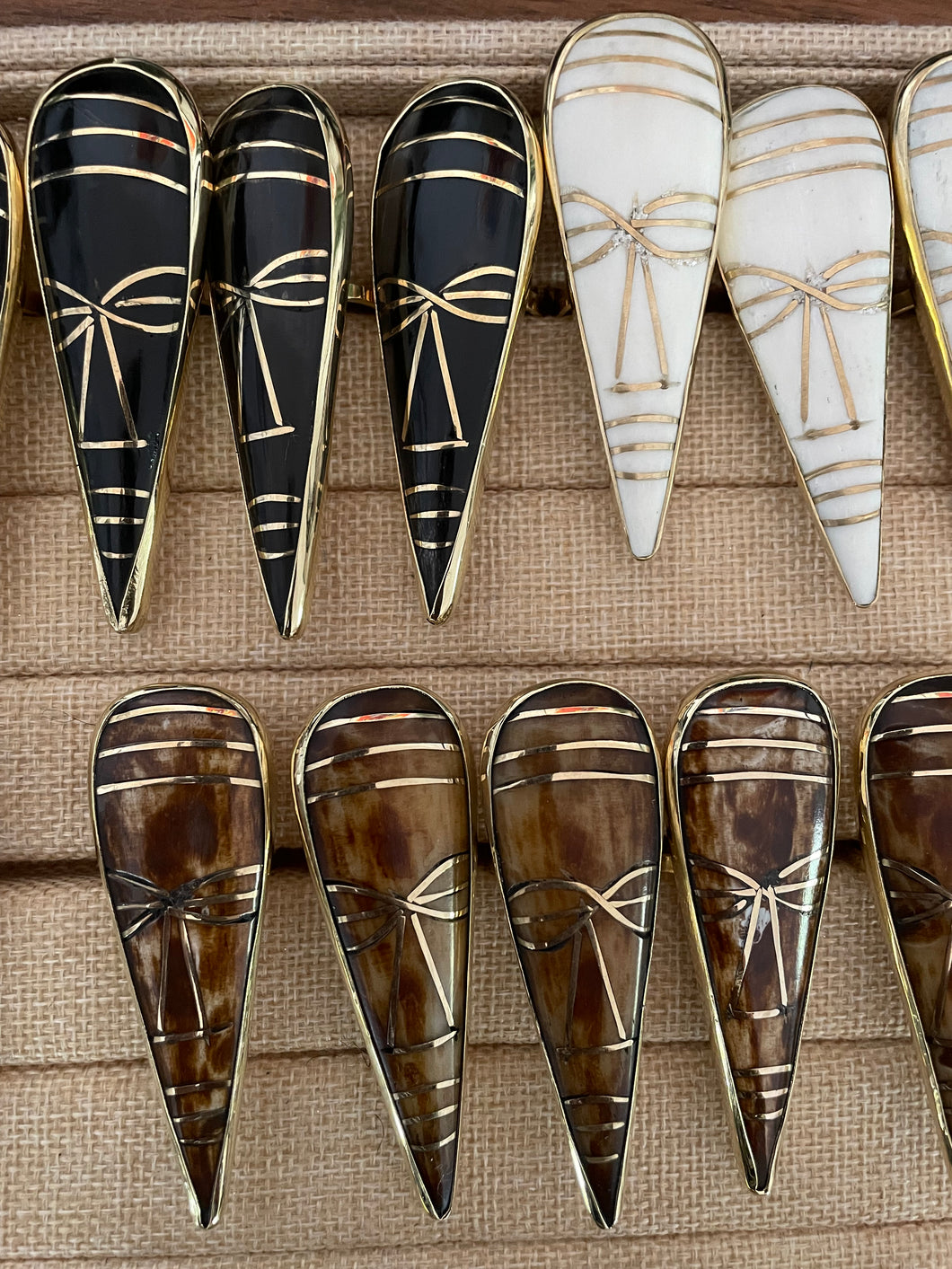 MEGA African Brass, Bone & Stone Adjustable Rings