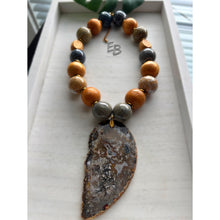 Load image into Gallery viewer, “Granite” Agate &amp; Ceramic Glass Bead Statement Necklace
