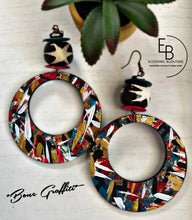 Load image into Gallery viewer, “Bone Graffiti” Hand-Painted Wood &amp; Bone Dangle Earrings

