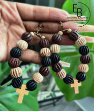 Load image into Gallery viewer, “Heaven On Earth” Carved Wood Wire Wrapped Earrings
