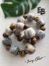 Load image into Gallery viewer, “Ivory Coast” Authentic Bone &amp; Brass Stretch Bracelets
