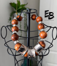 Load image into Gallery viewer, “Rock Steady” Oversized Wood &amp; Silver Necklace
