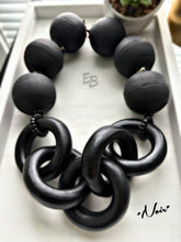 Load image into Gallery viewer, “Noir” Exaggerated Wood Statement Necklace
