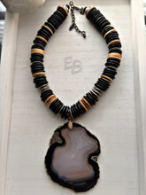 Load image into Gallery viewer, “Hot Coals” Natural Agate &amp; Wood Necklace
