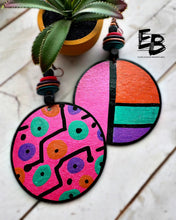 Load image into Gallery viewer, “Colors #5” Handpainted Double-sided Wood Dangle Earrings ￼
