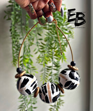Load image into Gallery viewer, “Batik News” Oversized Hand-painted Batik Style Wood Statement Necklace ￼
