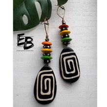 Load image into Gallery viewer, “Citrus Bone” Tribal Dangle Earrings
