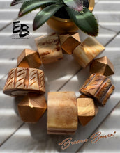 Load image into Gallery viewer, “Brazen Bonez” Gaudy Bone &amp; Wood Stretch Bracelets
