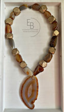 Load image into Gallery viewer, “Golden Time Of Day” Agate Slice Beaded Necklace
