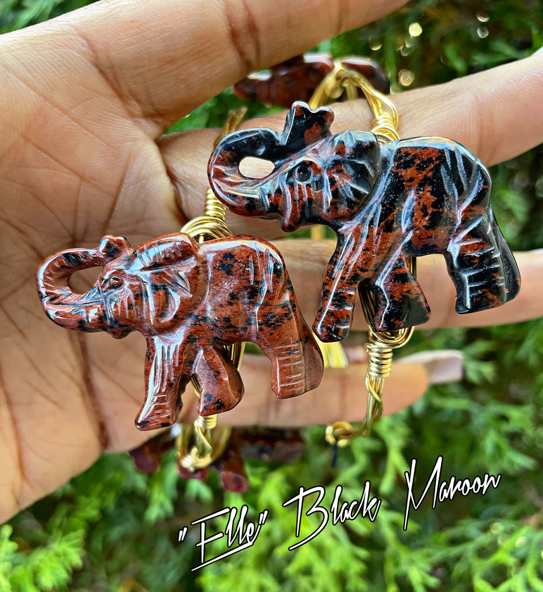 “Elle” Mahogany Obsidian Gemstone Elephant Bangle