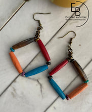 Load image into Gallery viewer, Colorful Triangle Bone Barrel Bead Dangle Earrings
