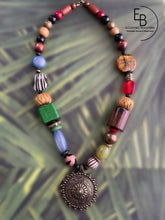 Load image into Gallery viewer, &quot;Rugged Rainbow River&quot; Large Abstract Mixed Bead Statement Necklace
