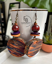 Load image into Gallery viewer, “Pretty Rough” Hand-painted Natural Tree Wood Slice Dangle Earrings
