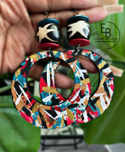 Load image into Gallery viewer, “Bone Graffiti” Hand-Painted Wood &amp; Bone Dangle Earrings
