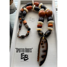 Load image into Gallery viewer, “Spotted Roots” Long Oversized Agate, Buffalo, Wood &amp; Bone Necklace
