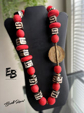 Load image into Gallery viewer, “Batik Roses” Tribal Bone, Wood &amp; Brass Necklace

