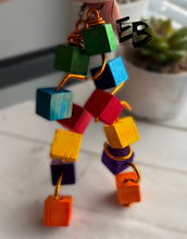 Load image into Gallery viewer, “A Maze Zing” Wood &amp; Aluminum Dangle Earrings
