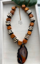 Load image into Gallery viewer, “Fire In My Bones” Dramatic Agate &amp; Bone Statement Necklace
