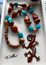 Load image into Gallery viewer, “Lizzie Blue” Long Exotic Copper &amp; Turquoise Necklace

