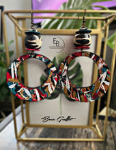 Load image into Gallery viewer, “Bone Graffiti” Hand-Painted Wood &amp; Bone Dangle Earrings
