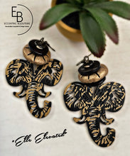 Load image into Gallery viewer, “Elle Elevated” Black &amp; Matte Gold Elephant Earrings
