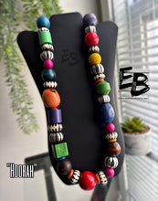 Load image into Gallery viewer, “Hoorah” Vibrant Wood &amp; Bone Necklace
