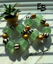 Load image into Gallery viewer, “Golden Eucalyptus” Gaudy Stretch Bracelet
