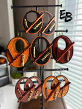 Load image into Gallery viewer, “Melanin Groove” Hand-painted Oversized Wood Dangle Earrings
