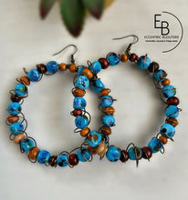 Load image into Gallery viewer, “In A Blue Frenzy” Wire Wrapped Ceramic Earrings
