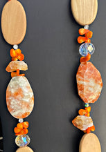 Load image into Gallery viewer, “Autumn Orange” Mixed Agate &amp; Wood Necklace
