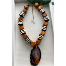 Load image into Gallery viewer, “Fire In My Bones” Dramatic Agate &amp; Bone Statement Necklace
