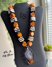 Load image into Gallery viewer, “Fire In My Bones” Dramatic Agate &amp; Bone Statement Necklace
