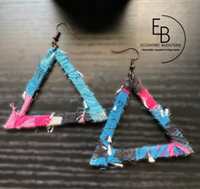 Load image into Gallery viewer, Shredded Pyramid Fabric Triangle Earrings
