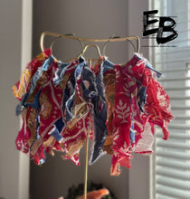 Load image into Gallery viewer, “Bohemian Babe” Shredded Kantha Fabric Hoop Earrings
