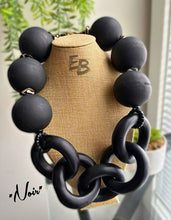 Load image into Gallery viewer, “Noir” Exaggerated Wood Statement Necklace
