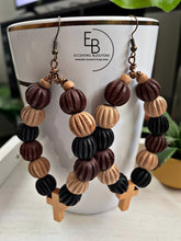 Load image into Gallery viewer, “Heaven On Earth” Carved Wood Wire Wrapped Earrings
