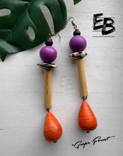Load image into Gallery viewer, “Grape Forest” Mixed Organic Dangle Earrings
