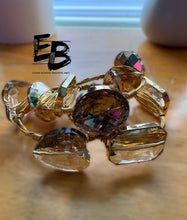 Load image into Gallery viewer, “Golden Sunrise” 3pc Clear Crystal &amp; Gold Bangle Stack
