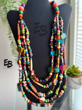 Load image into Gallery viewer, “Streams” Dyed Bone &amp; Mixed Beads Multi-Strand Necklace
