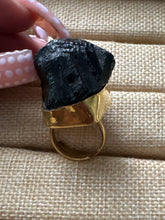 Load image into Gallery viewer, Natural Glass Stone &amp; Brass Adjustable Rings
