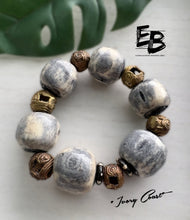 Load image into Gallery viewer, “Ivory Coast” Authentic Bone &amp; Brass Stretch Bracelets
