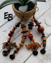 Load image into Gallery viewer, “Please Safari Me” Bone &amp; Wood Dangle Earrings
