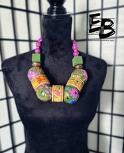 Load image into Gallery viewer, “Iris’ Garden” Vintage Wood Floral Statement Necklace
