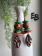 Load image into Gallery viewer, “Mango Zebra” Dangle Earrings
