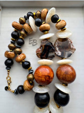 Load image into Gallery viewer, “Earth’s Fruit” Agate, Wood, Bone &amp; Brass Long Necklace

