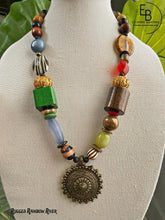 Load image into Gallery viewer, &quot;Rugged Rainbow River&quot; Large Abstract Mixed Bead Statement Necklace
