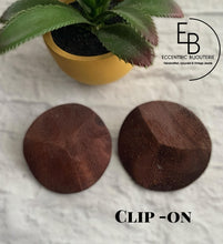 Load image into Gallery viewer, CLIP-ON Beveled Wood Clip On Earrings
