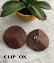 Load image into Gallery viewer, CLIP-ON Beveled Wood Clip On Earrings
