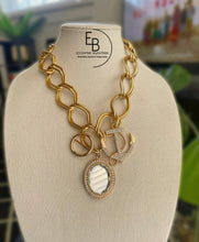 Load image into Gallery viewer, &quot;Beautifully Anchored: Large Gold Chain Necklace w/ Rhinestone Charms
